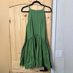 Anthropologie Pilcro The Kyla Flounce Mini Dress Fray Hem Green Medium